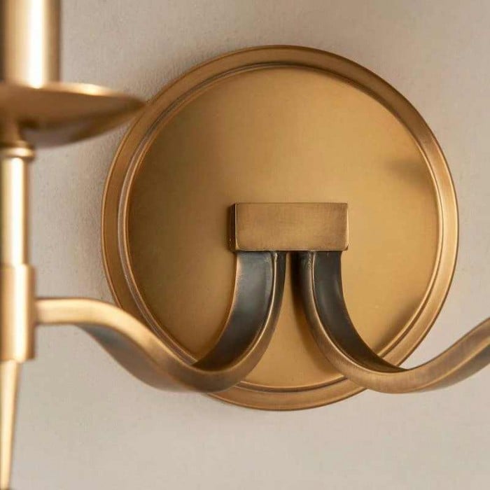 Applique da parete tradizionale in ottone Tela - Applique classica con braccio curvo per soggiorno e corridoio HL2032