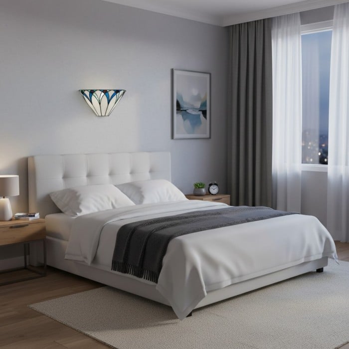 TF Allanton Wandlamp met glas-in-lood - Vintage Art Deco Stijl Metaal voor Woonkamers en Hales HL2012