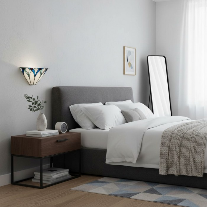 TF Allanton Wandlamp met glas-in-lood - Vintage Art Deco Stijl Metaal voor Woonkamers en Hales HL2012