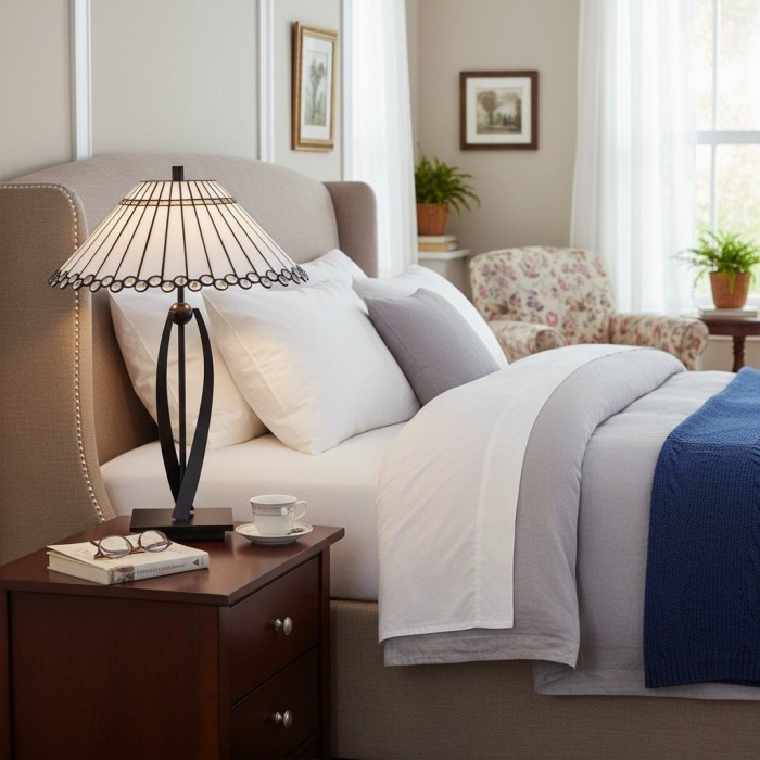 Lámpara de mesa cónica TF Allanton - Vidrio geométrico vintage para mesita de noche y estudio HL2050