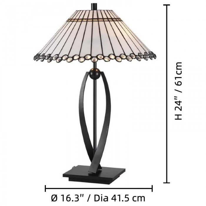 Lámpara de mesa cónica TF Allanton - Vidrio geométrico vintage para mesita de noche y estudio HL2050