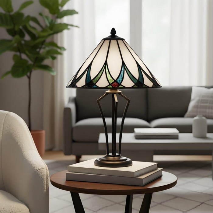 Lampada da tavolo in vetro ondulato TF Allanton Water - Stile classico per soggiorno, camera da letto o studio HL2176