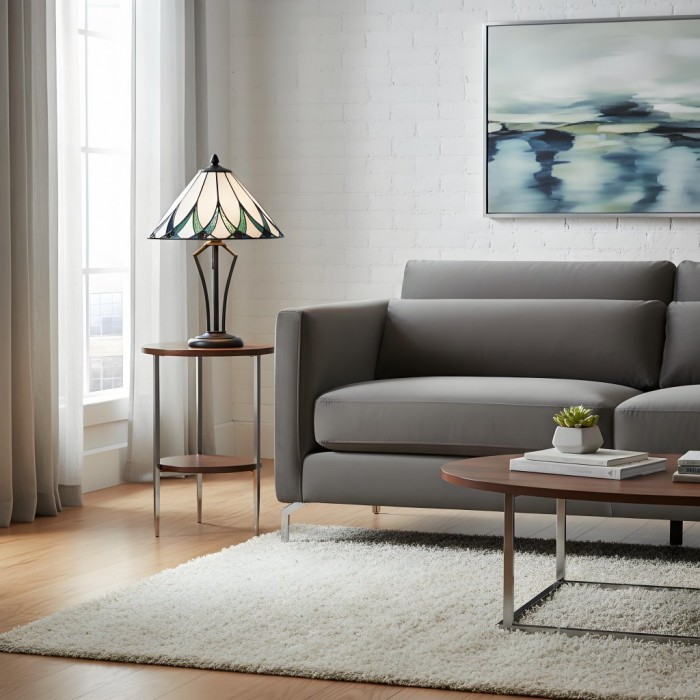 Lampada da tavolo in vetro ondulato TF Allanton Water - Stile classico per soggiorno, camera da letto o studio HL2176