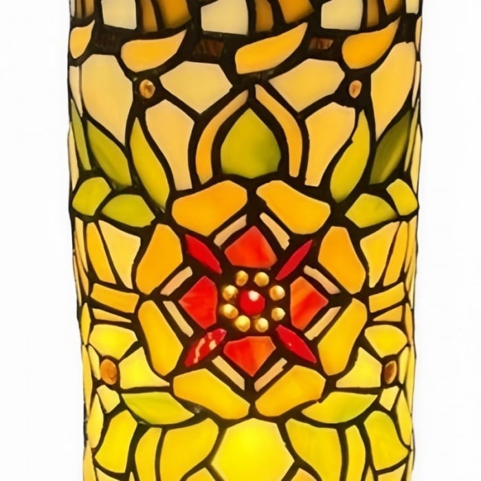 TF Angelique Art Nouveau tafellamp van gebrandschilderd glas - handgemaakt bloemenontwerp voor de woonkamer HL2099