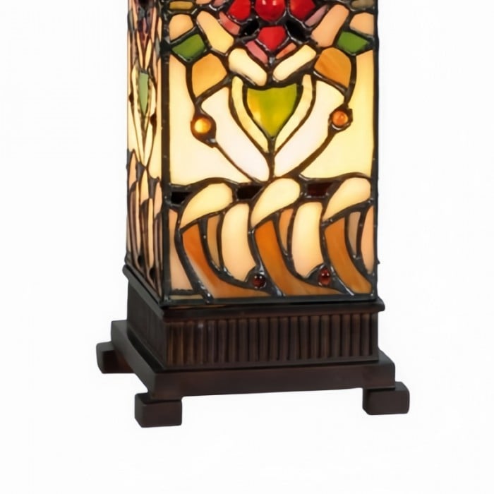 TF Angelique Art Nouveau tafellamp van gebrandschilderd glas - handgemaakt bloemenontwerp voor de woonkamer HL2099