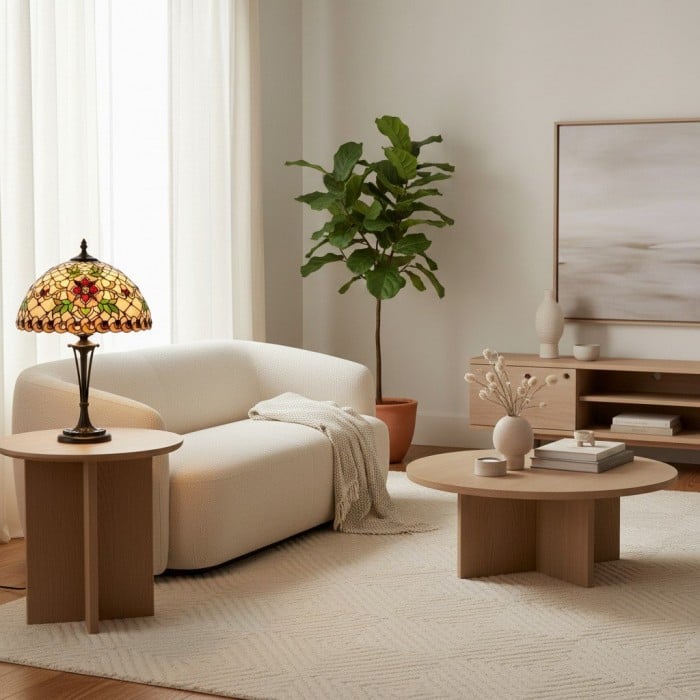 TF Angelique stijl tafellamp - Handgemaakte glazen kap met warme uitstraling HL2056