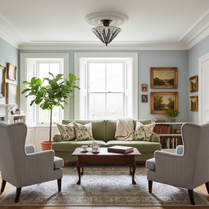 TF Astoria Decorative Stained Glass Semi Flush Light - Art Deco Ceiling Fixture for Entryways & Lounges HL2230