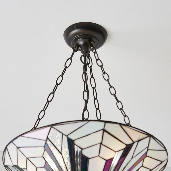 TF Astoria Decorative Stained Glass Semi Flush Light - Art Deco Ceiling Fixture for Entryways & Lounges HL2230