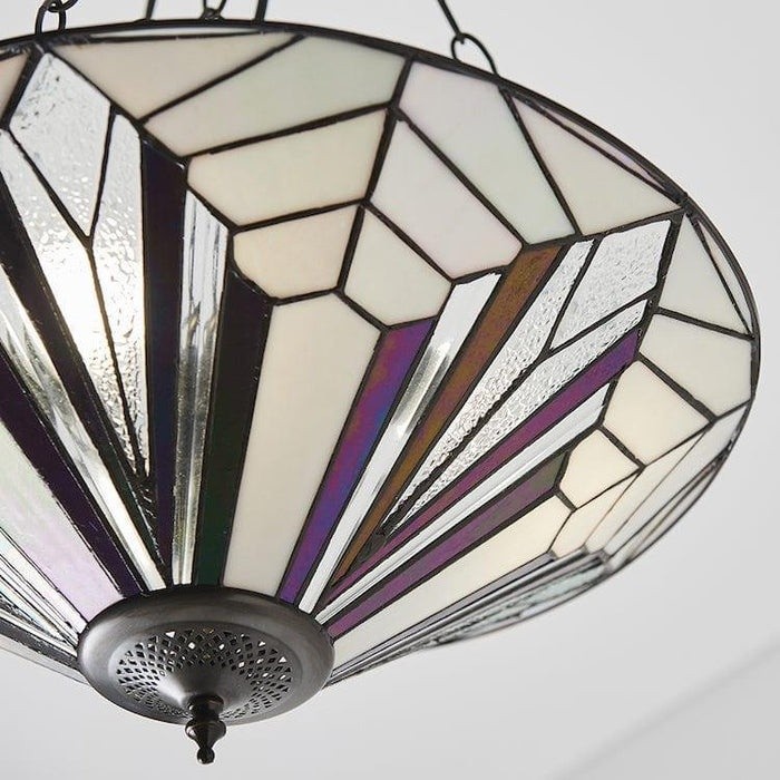 TF Astoria Decorative Stained Glass Semi Flush Light - Art Deco Ceiling Fixture for Entryways & Lounges HL2230