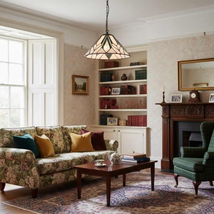 TF Astoria Tiffany Ceiling Pendant - Dimpled Geometric Glass Design for Living Room HL2236