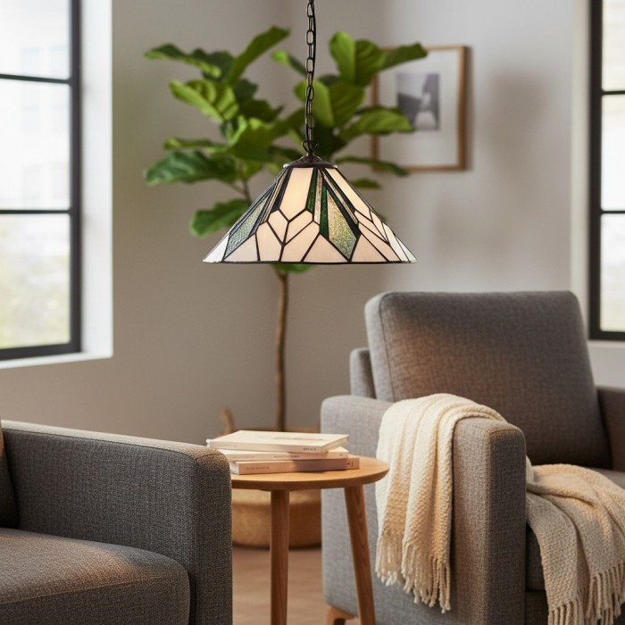 TF Astoria Tiffany Ceiling Pendant - Dimpled Geometric Glass Design for Living Room HL2236