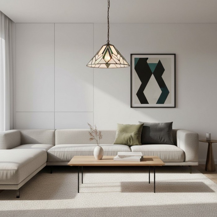 TF Astoria Tiffany Ceiling Pendant - Dimpled Geometric Glass Design for Living Room HL2236