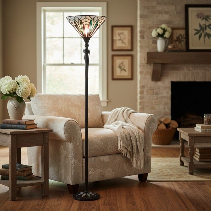 Lámpara de techo estilo Tiffany TF Astoria con pantalla de vidrio texturizado para ambientes de hogar y oficina HL2252