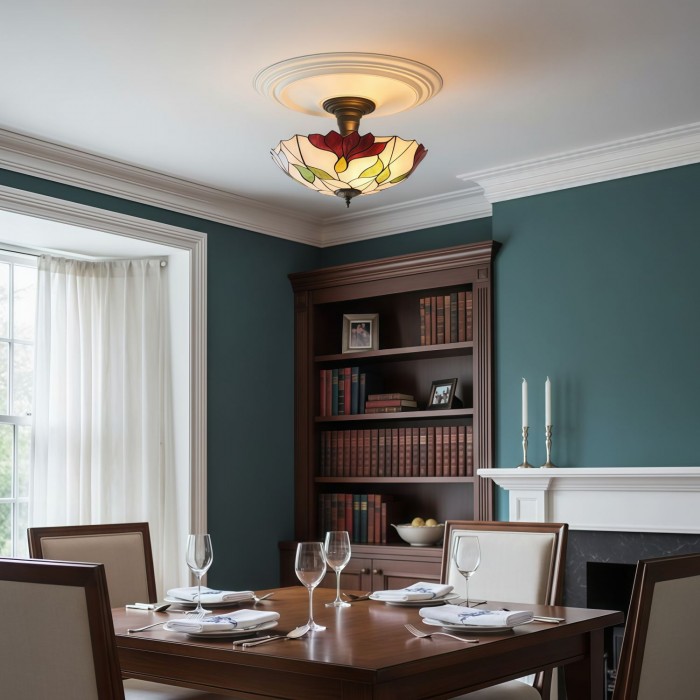 TF Botanica blommig tak- och pendellampa i glas - armatur i konstglasstil för rum HL2169