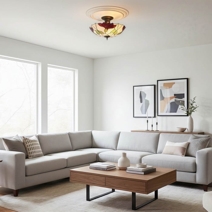 TF Botanica blommig tak- och pendellampa i glas - armatur i konstglasstil för rum HL2169