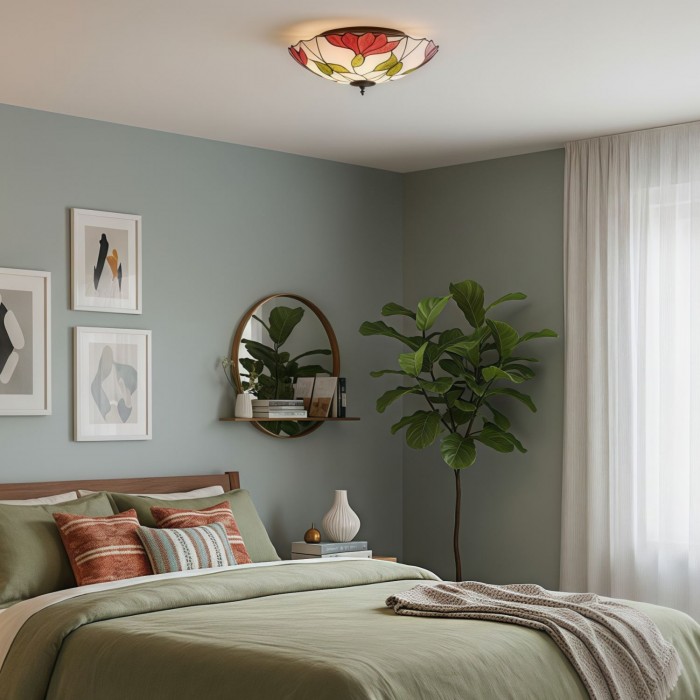 TF Botanica blommig tak- och pendellampa i glas - armatur i konstglasstil för rum HL2169