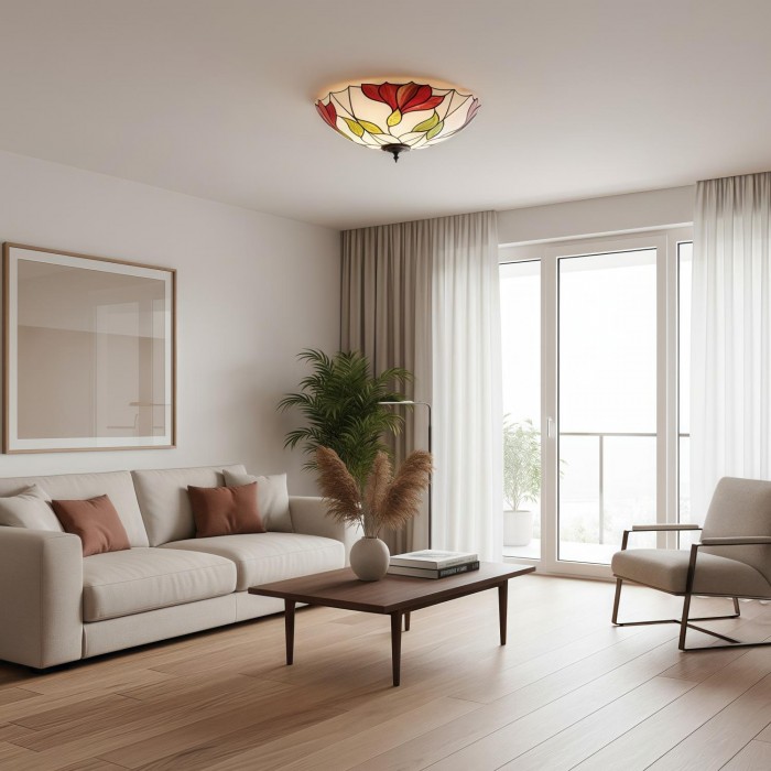 TF Botanica blommig tak- och pendellampa i glas - armatur i konstglasstil för rum HL2169