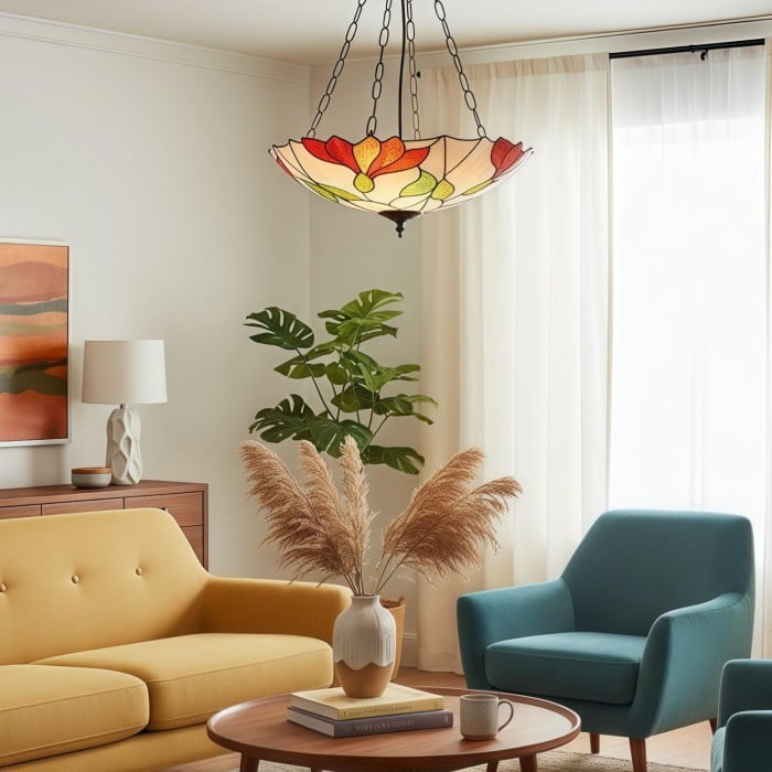 TF Botanica blommig tak- och pendellampa i glas - armatur i konstglasstil för rum HL2169