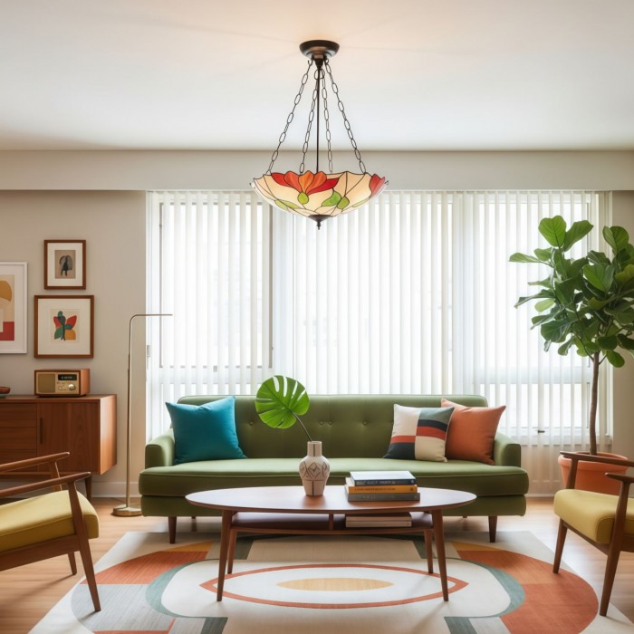 TF Botanica blommig tak- och pendellampa i glas - armatur i konstglasstil för rum HL2169