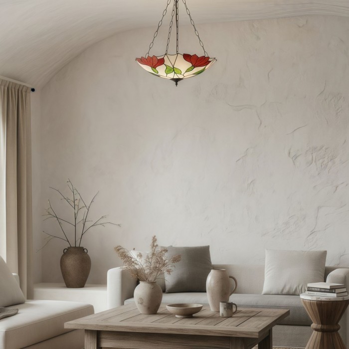 TF Botanica blommig tak- och pendellampa i glas - armatur i konstglasstil för rum HL2169