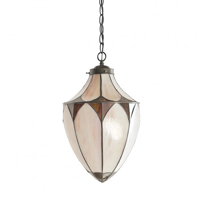 TF Brooklyn Acorn hanglamp met één lichtpunt, gebrandschilderd glasdesign - Tiffany vintage stijl voor eetkamer en hal HL2108