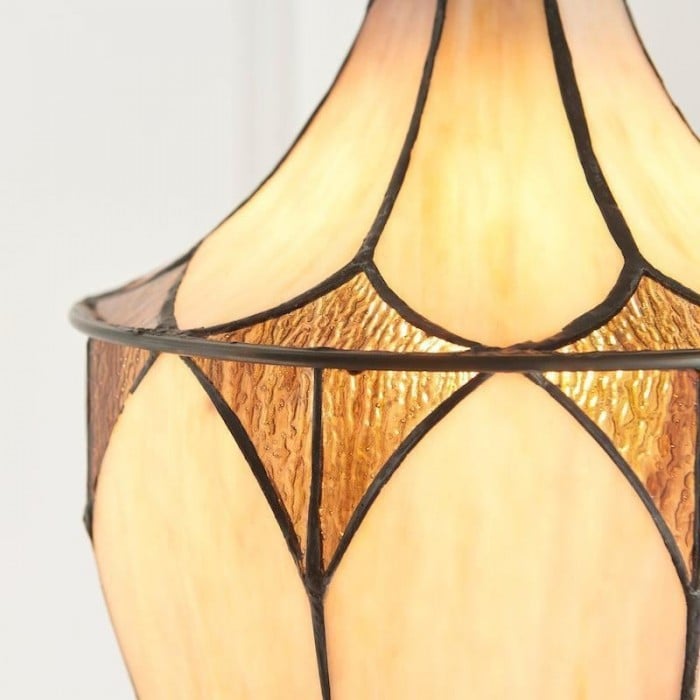 TF Brooklyn Acorn hanglamp met één lichtpunt, gebrandschilderd glasdesign - Tiffany vintage stijl voor eetkamer en hal HL2108