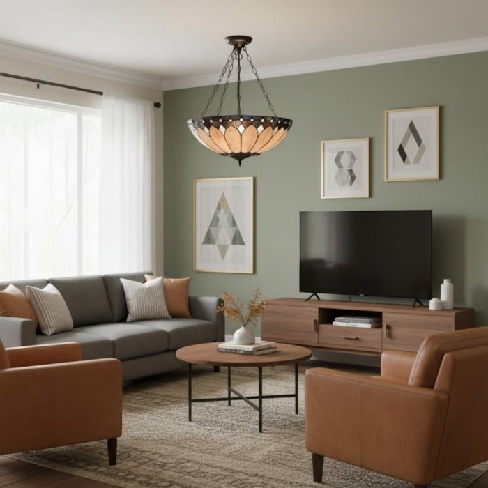 TF Brooklyn Inverted Pendant - Deco Glass Pendant Light with Adjustable Chain for Home Spaces HL2184