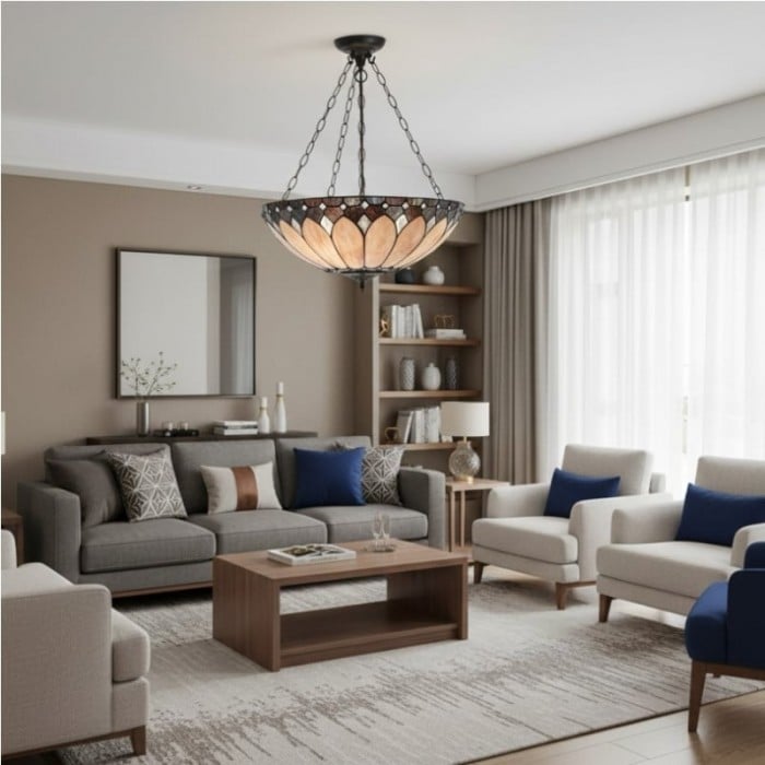 TF Brooklyn Inverted Pendant - Deco Glass Pendant Light with Adjustable Chain for Home Spaces HL2184