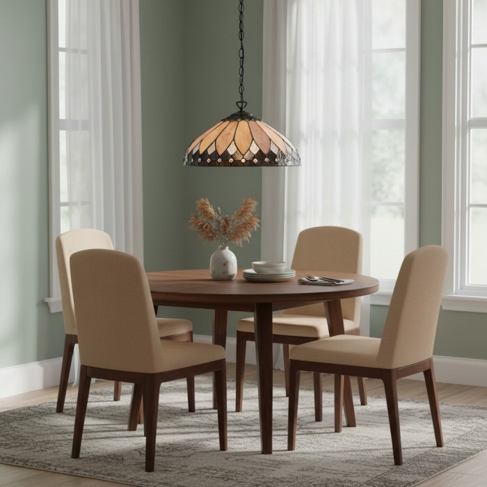 TF Brooklyn Pendant Light - Pendant Light with Geometric Stained Glass Art Deco Style for Dining Rooms HL2105