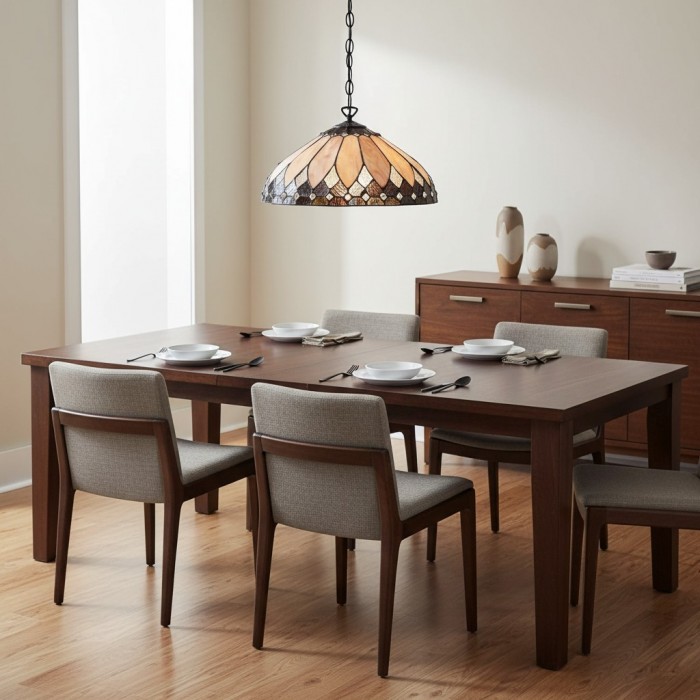 TF Brooklyn Pendant Light - Pendant Light with Geometric Stained Glass Art Deco Style for Dining Rooms HL2105