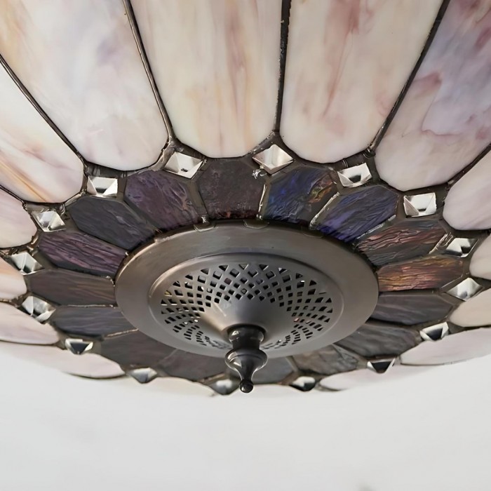 TF Brooklyn Tiffany Glass Flush Mount Ceiling Light - Art Deco Design for Hallway or Living Room HL2161