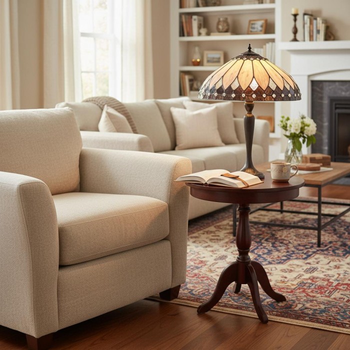 Lampa stołowa TF Brooklyn Tiffany z witrażem i mozaiką – klasyczny styl art déco do salonu HL2220