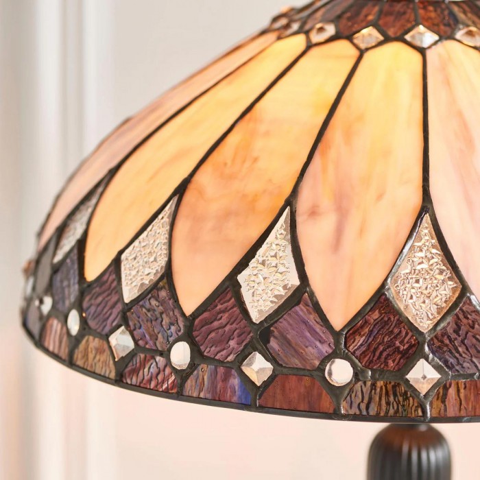 Lampa stołowa TF Brooklyn Tiffany z witrażem i mozaiką – klasyczny styl art déco do salonu HL2220
