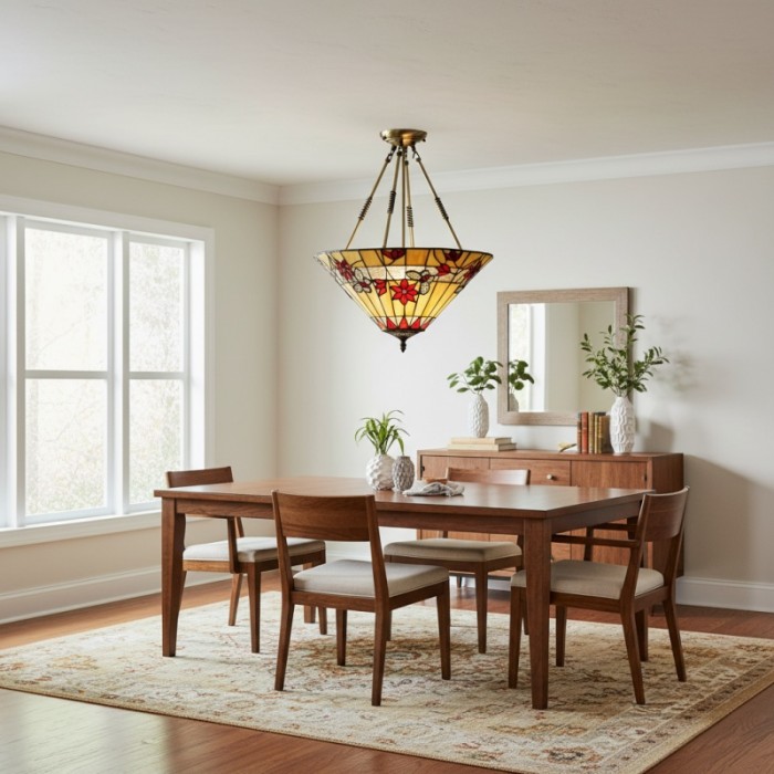 Lampada a sospensione a farfalla TF - Lampada a sospensione in vetro colorato in stile Art Nouveau per soggiorno HL2126