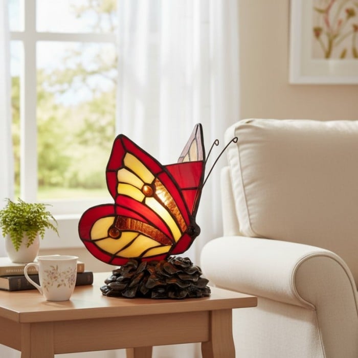 TF Butterfly Table Lamp - Nature-Inspired Glass Design Perfect for Living Rooms or Hallways HL2134