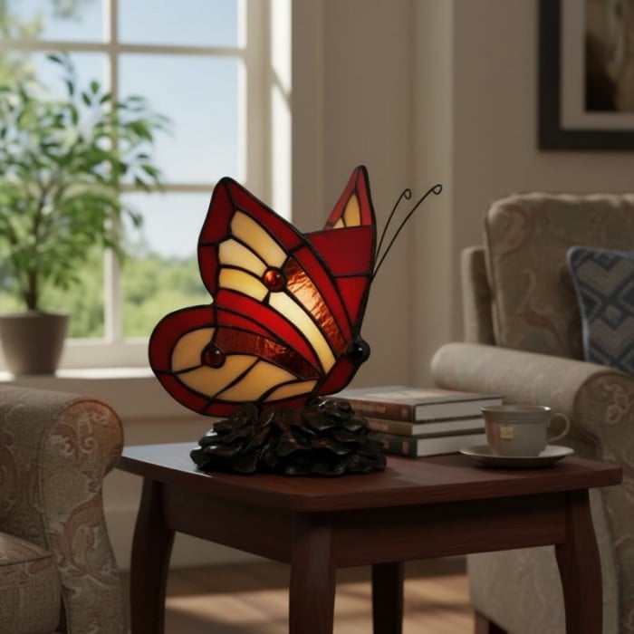 TF Butterfly Table Lamp - Nature-Inspired Glass Design Perfect for Living Rooms or Hallways HL2134