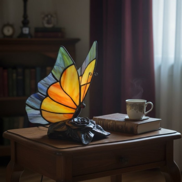 TF Butterfly Table Lamp - Nature-Inspired Glass Design Perfect for Living Rooms or Hallways HL2134