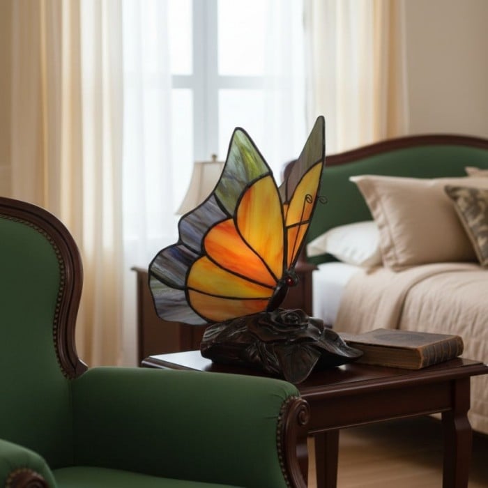 TF Butterfly Table Lamp - Nature-Inspired Glass Design Perfect for Living Rooms or Hallways HL2134