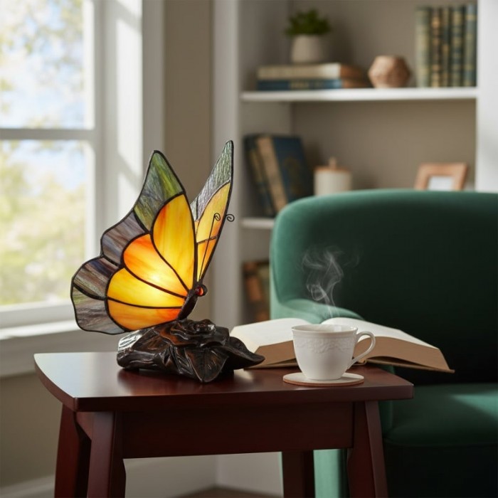TF Butterfly Table Lamp - Nature-Inspired Glass Design Perfect for Living Rooms or Hallways HL2134