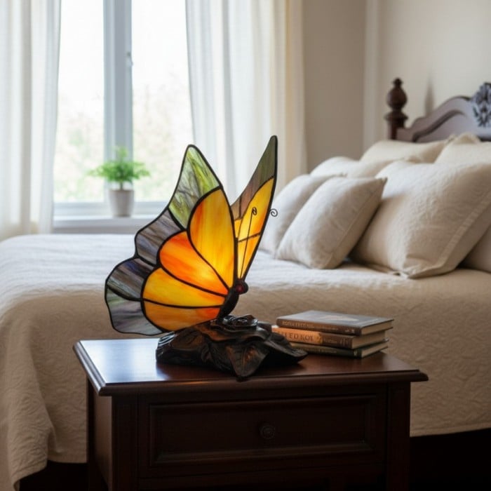 TF Butterfly Table Lamp - Nature-Inspired Glass Design Perfect for Living Rooms or Hallways HL2134