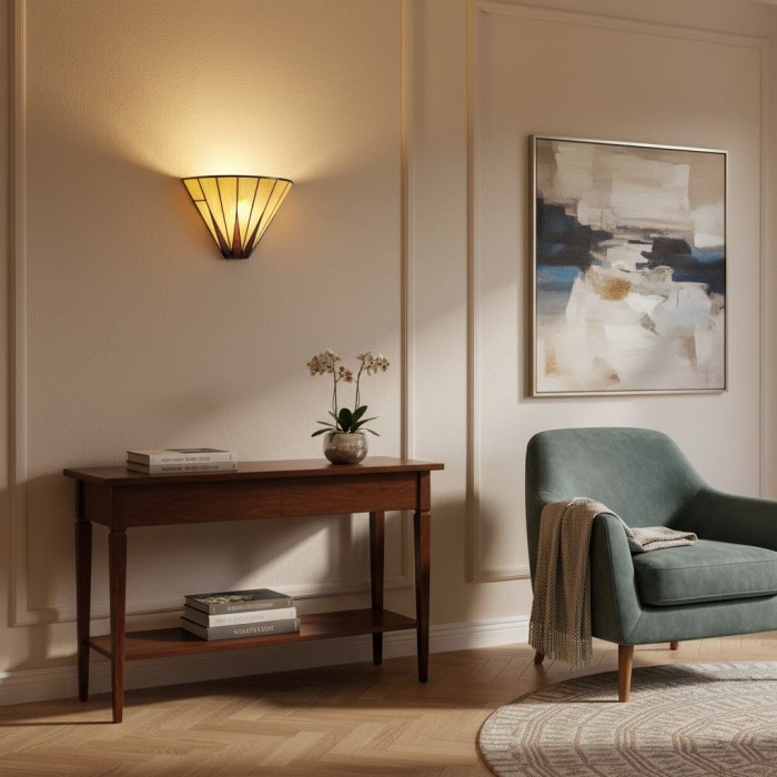 Applique da parete TF Dark Star Art Deco Star Tiffany - Lampada geometrica in vetro colorato per corridoio e soggiorno HL2123