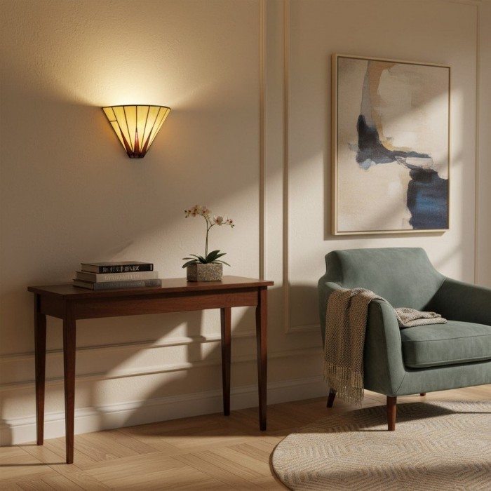 Applique da parete TF Dark Star Art Deco Star Tiffany - Lampada geometrica in vetro colorato per corridoio e soggiorno HL2123