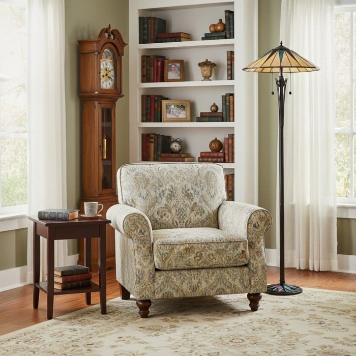 TF Dark Star Tiffany Art Glass Floor Lamp - Vintage-Inspired Metal Base Accent Lighting HL2072