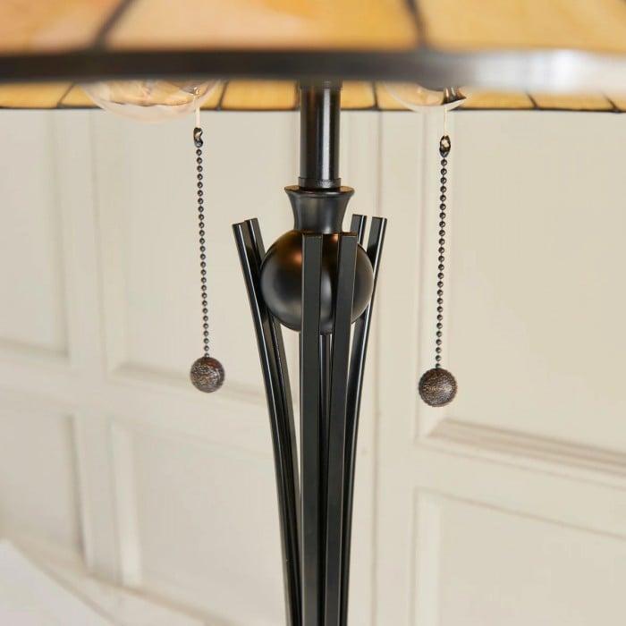 TF Dark Star Tiffany Art Glass Floor Lamp - Vintage-Inspired Metal Base Accent Lighting HL2072