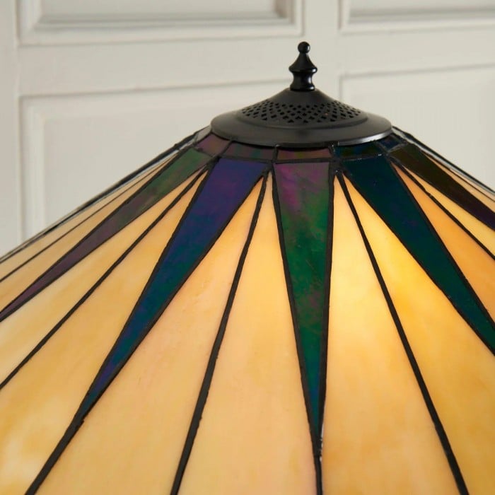 TF Dark Star Tiffany Art Glass Floor Lamp - Vintage-Inspired Metal Base Accent Lighting HL2072
