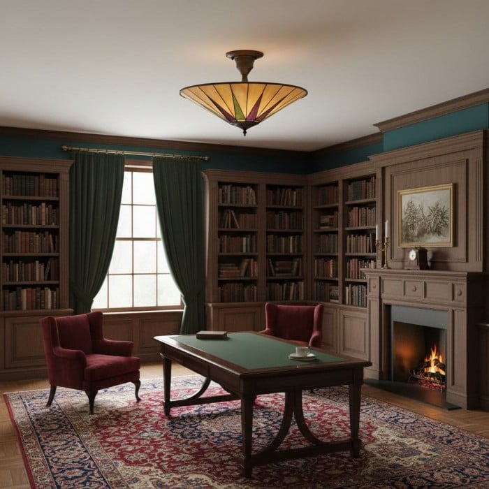 TF Dark Star Tiffany taklampa - Stjärndesign i målat glas för matsal eller hall HL2232