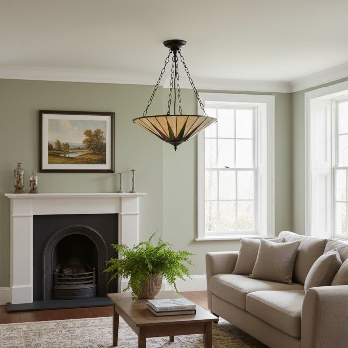 TF Dark Star Tiffany taklampa - Stjärndesign i målat glas för matsal eller hall HL2232