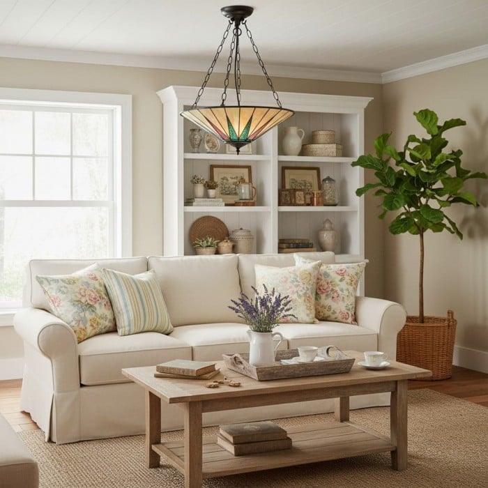 TF Dark Star Tiffany taklampa - Stjärndesign i målat glas för matsal eller hall HL2232