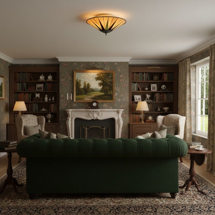 TF Dark Star Tiffany taklampa - Stjärndesign i målat glas för matsal eller hall HL2232