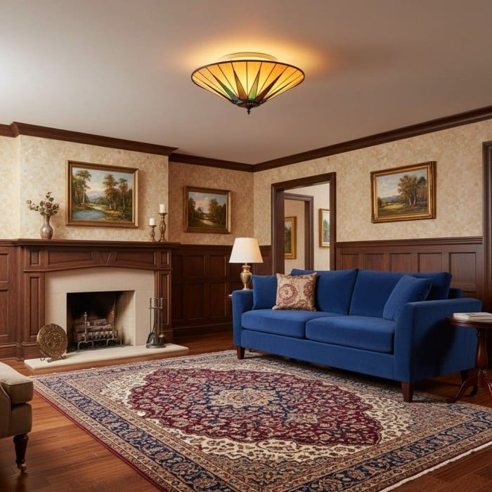 TF Dark Star Tiffany taklampa - Stjärndesign i målat glas för matsal eller hall HL2232